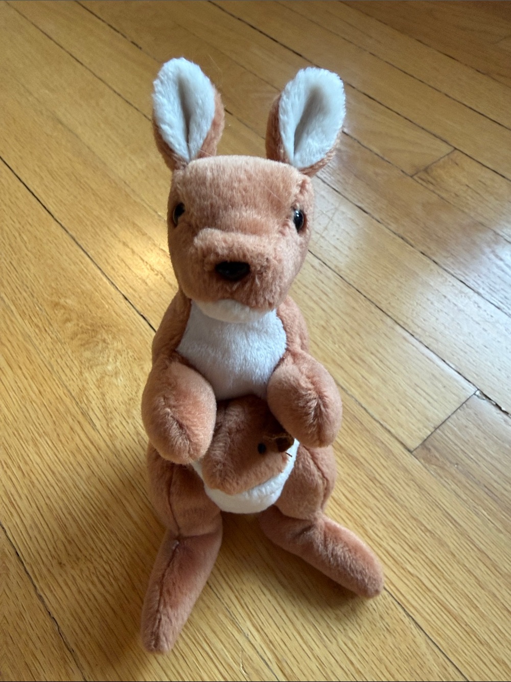 TY Plush Kangaroo with Joey Stuffed Animal - Brown and White